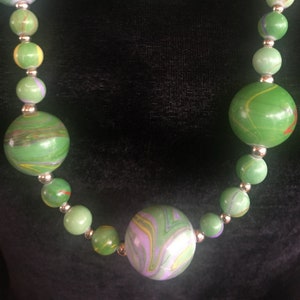 60's-70's Mod Swirl Bead Necklace image 1