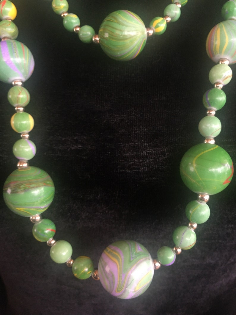 60's-70's Mod Swirl Bead Necklace image 1