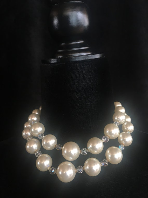 50's-60's Vintage Choker Pearl like balls, beads … - image 1