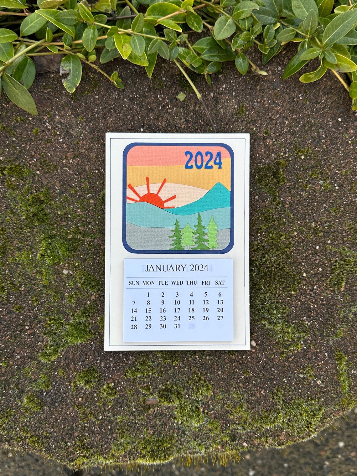 2024 Mini Calendar Sunset Etsy
