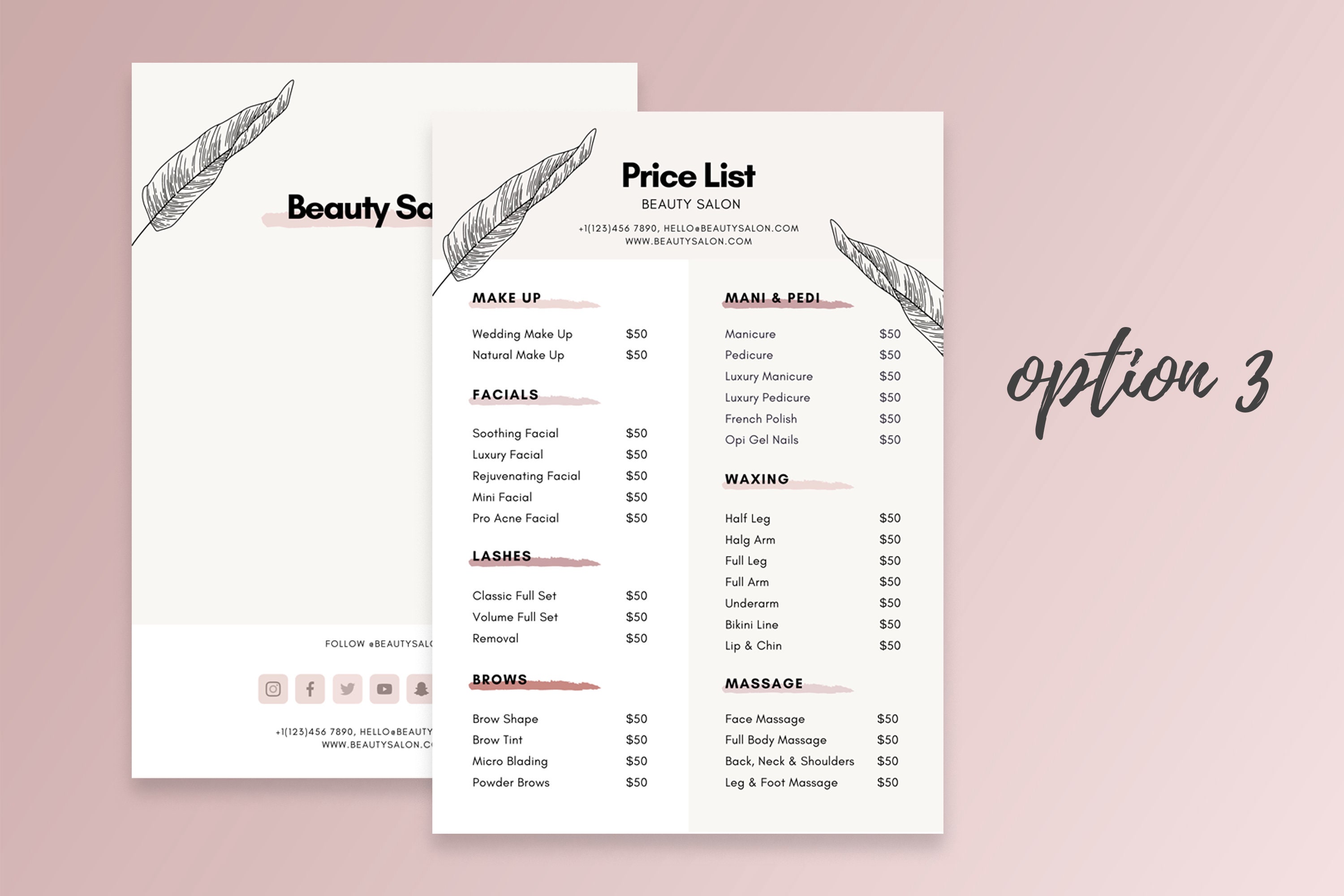 Price List Template Beauty Business Printable Price Sheet Etsy