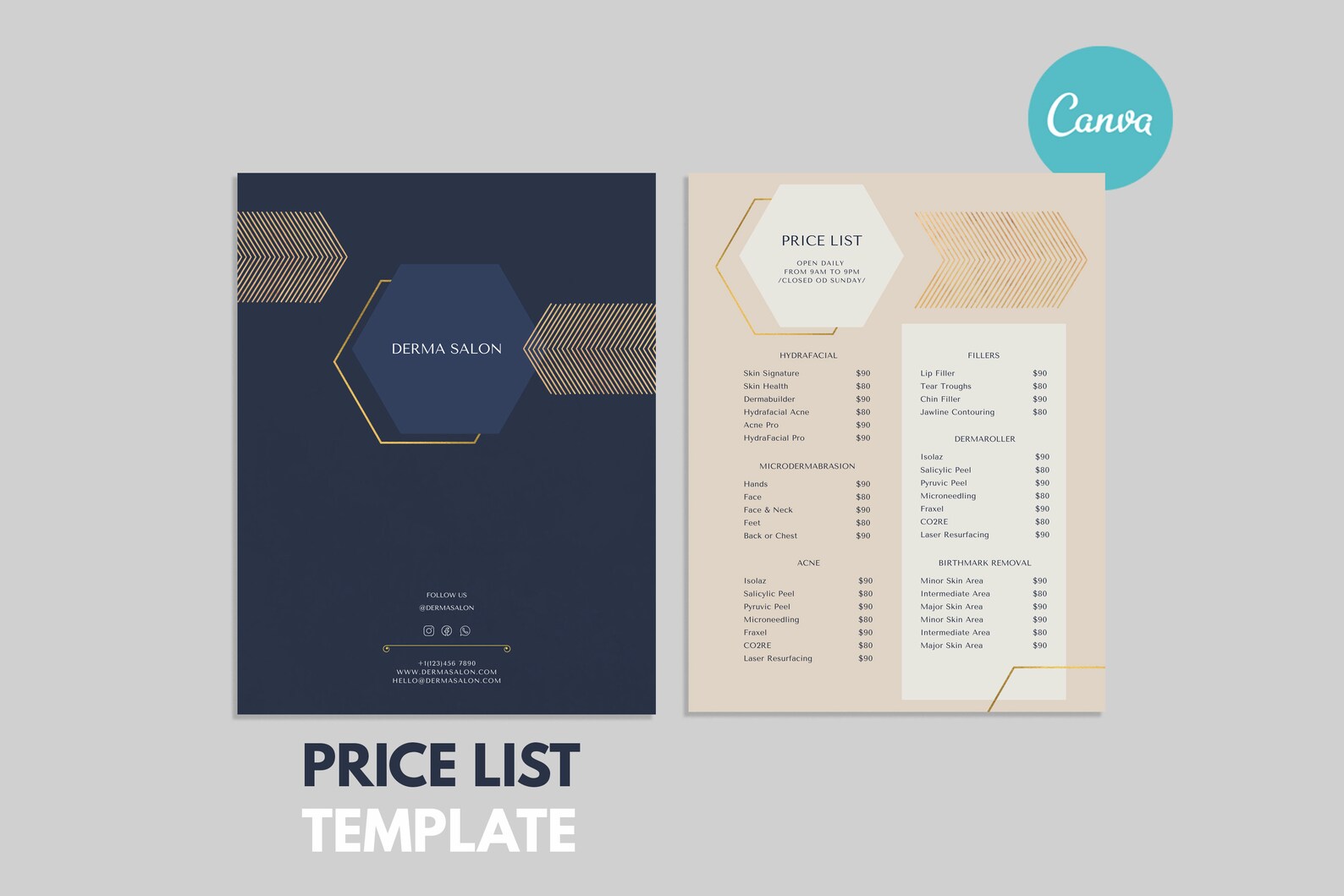 Price List Template Editable in Canva Beauty Business | Etsy