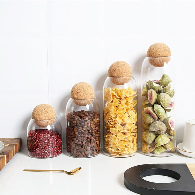 Set of 4 Pieces Kitchen Storage Counter Jar Set Glass Jar with Etsy