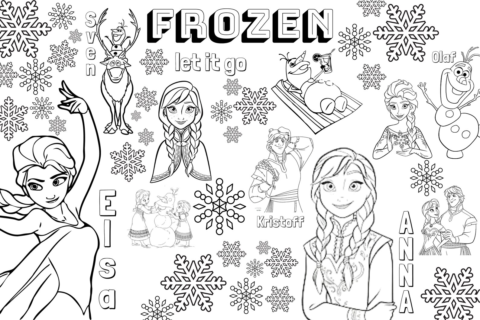 Huge Frozen Coloring Poster for Kids, Adults great for Family Time ...