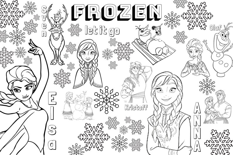 Huge Frozen Coloring Poster for Kids, Adults great for Family Time ...