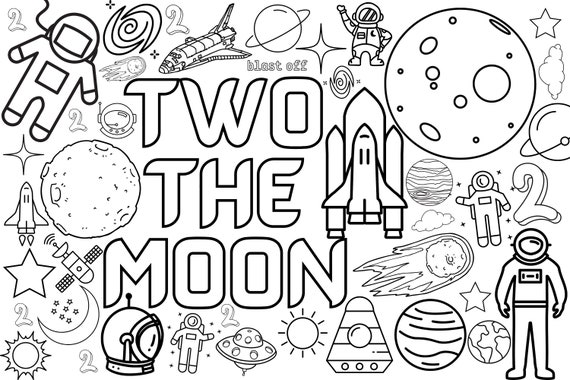 Huge Printed Two the Moon Coloring Poster for Kids Adults - Etsy