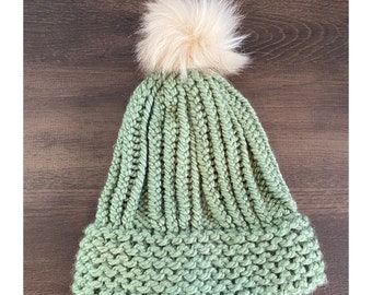 Adult Winter Hat | Green Winter Hat | Winter Beanie | Green Adult Sized Winter Beanie