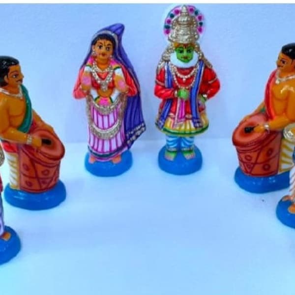 8" Kathakali set of 7 Golu Dolls