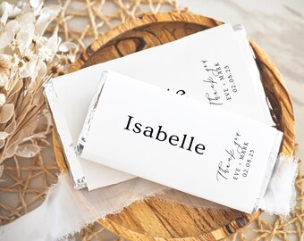 Customizable Chocolate Bar Wrapper Template | Wedding Party Favor | Printable Candy Label | Editable Digital Download | DIY Name Place Card