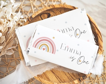 Rainbow Birthday Chocolate Bar Wrapper Template | Printable Candy Label | Editable Canva Party Favor | DIY Digital Download | Party Favor