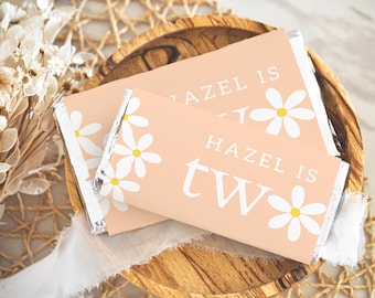 Daisy Birthday Chocolate Bar Wrapper Template | Printable Candy Label | Editable Canva Party Favor | DIY Digital Download | Party Favor