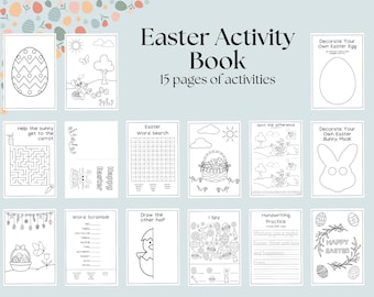 Easter Activity Book | Printable Games Coloring Pages & Mazes | School Holiday Activity | Classroom Worksheet | Instant Digital Download