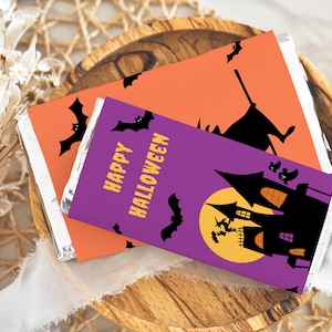 Halloween Chocolate Wrapper Template | Candy Bar Wrapper | Canva Personalize Template | Halloween Witch Pumpkin | Party Favor | Class Gift