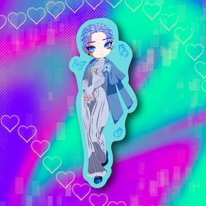 Pegatina de Hada Azul de Sophia, Mentiras de P, Videojuego // Marionetas Krat, Neowiz, Soulslike, FromSoftware, Dark Souls // Calcomanía holográfica para coche, Anime chibi