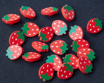 Wooden buttons strawberry 22 x 17 x 3.8 mm sewing accessories sewing buttons