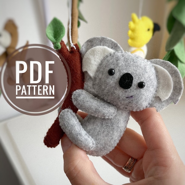 Patrón PDF Koala DIY Koala tutorial de costura Koala baby shower Animal australiano Peluche Bebé móvil tutorial Bebé Koala