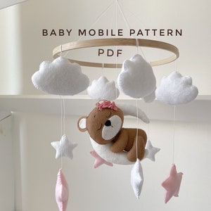 Bear ornament Bear moon PDF Pattern pdf sewing pattern woodland animals Digital Downloads plush pattern baby mobile pattern