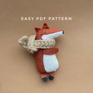 PDF Pattern fox, tutorial fox, nursery decoration fox of felt, easy instruction pattern, Digital Download, fox plush pattern, fox stitch