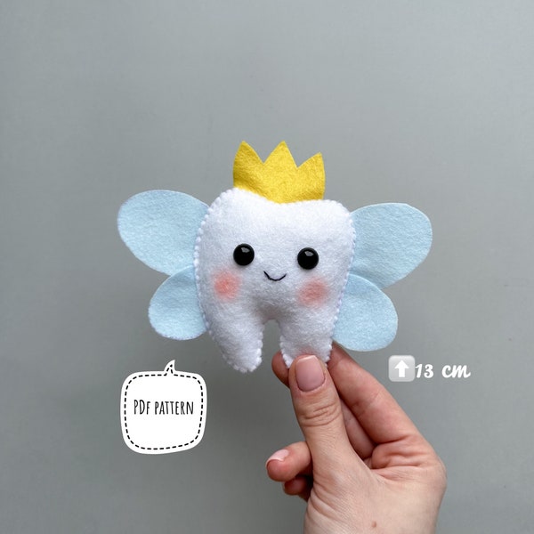 Tooth fairy ornament pdf felt pattern kawaii plush tooth fairy doll unique felt ornament Cute and easy pattern dentist gift do it yourself