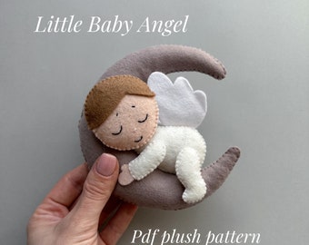 Adorno de ángel bebé PDF patrón de costura de fieltro adorno de natividad linda figura de ángel kawaii patrón de felpa adorno de embarazo