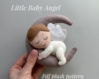 Bébé ange ornement PDF feutre couture motif nativité ornement mignon ange figurine kawaii peluche motif grossesse ornement