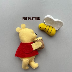 Winnie the Pooh felt ornament pooh bear pdf pattern classic pooh plush pattern bee ornament felt sewing pattern
