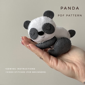 Panda plush pdf pattern bear ornament kawaii plush toy felt animals pattern sewing tutorial plushie pattern panda gifts handmade toy