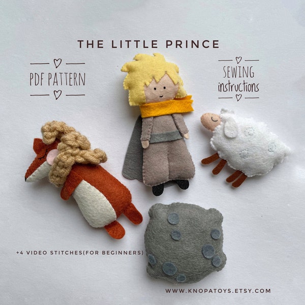 Set of 5 PDF patterns The little Princ Fox Moon Sheep Stars Little Princ DIY Exupery Le Petit Prince Pattern felt tutorial PDF baby mobile