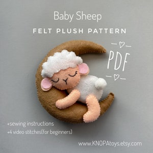 羊ぬいぐるみパターン pdf フェルト縫製パターンベビーモバイル diy 手作りギフトベビーシャワー家畜かわいいオーナメント月面の赤ちゃん羊フェルトおもちゃ