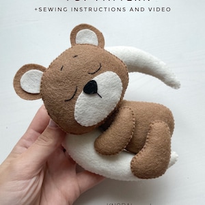Bear plush pdf pattern baby crib mobile handmade teddy bear plushie pattern felt woodland animals ornament cute and funny sewing ornaments