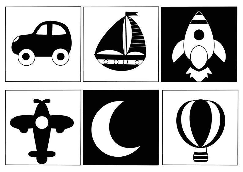 Cartões sensoriais preto e branco de alto contraste para bebês, download digital de flashcards Montessori, brinquedo de desenvolvimento para recém-nascidos, presente para chá de bebê imagem 5