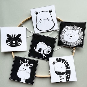 Cartões sensoriais preto e branco de alto contraste para bebês, download digital de flashcards Montessori, brinquedo de desenvolvimento para recém-nascidos, presente para chá de bebê imagem 8