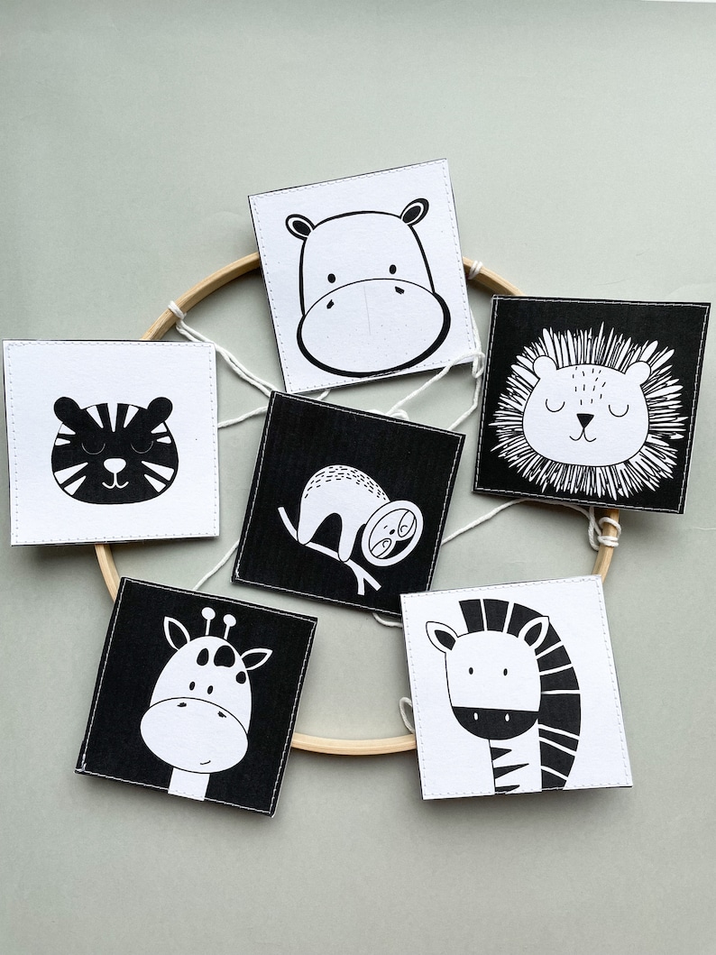 Cartões sensoriais preto e branco de alto contraste para bebês, download digital de flashcards Montessori, brinquedo de desenvolvimento para recém-nascidos, presente para chá de bebê imagem 8