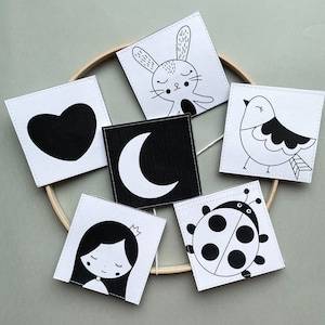 Cartões sensoriais preto e branco de alto contraste para bebês, download digital de flashcards Montessori, brinquedo de desenvolvimento para recém-nascidos, presente para chá de bebê imagem 9