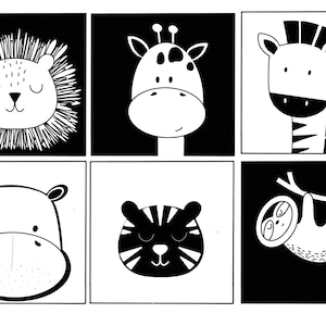 Cartões sensoriais preto e branco de alto contraste para bebês, download digital de flashcards Montessori, brinquedo de desenvolvimento para recém-nascidos, presente para chá de bebê imagem 6