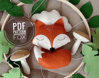 Modello PDF Fox, modello di vivaio nel bosco, modello di peluche, modello di peluche di volpe, volpe fai da te, creature del bosco, modello di peluche animale, modello di foresta