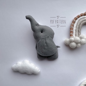 Elephant baby plushie patternElephant ornament PDF pattern DIY baby mobile elephant gifts elephant nursery felt animals sewing tutorial