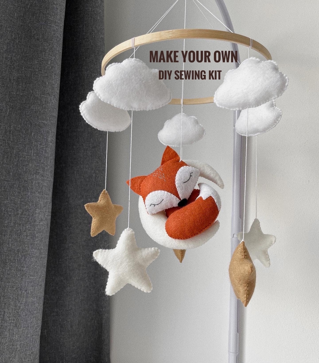 Make Your Own Crib Mobile Fox Baby DIY Kit Nursery Mobile Baby Shower ...