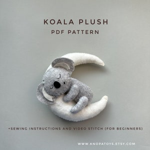 Koala plush pdf pattern koala bear ornament handmade plush baby mobile pattern cute ornament baby shower invite felt animals moon ornament