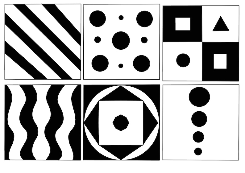 Cartões sensoriais preto e branco de alto contraste para bebês, download digital de flashcards Montessori, brinquedo de desenvolvimento para recém-nascidos, presente para chá de bebê imagem 4