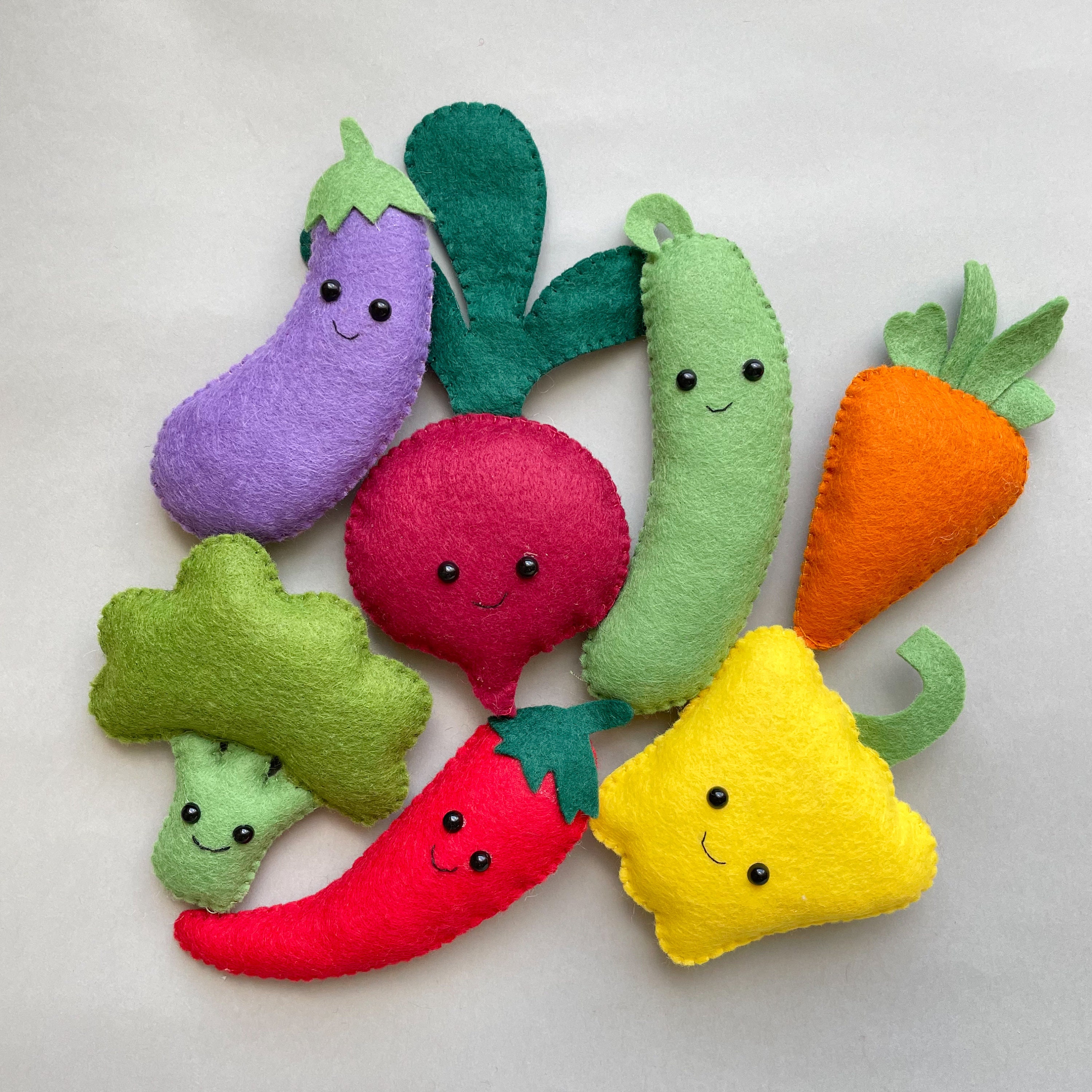 Vegetables Pattern Blocks Set of 7 Vegetables Pattern, Easy PDF Sewing Pattern, Play Food Digital ...