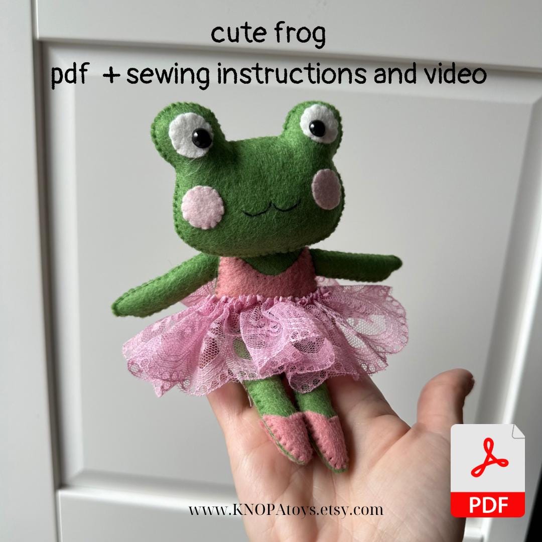 Cute Frog Plush Pdf Pattern Ballerina Felt Funny Stuffed Handmade ...