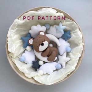 Bear ornament Bear moon PDF Pattern pdf sewing pattern woodland animals Digital Downloads plush pattern baby mobile pattern