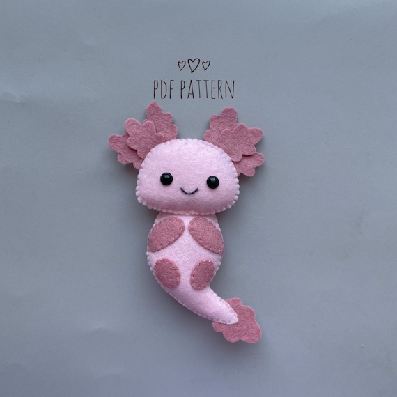 Axolotl Plush Pattern Pdf Felt Sewing Ornament Kawaii Plush Felt