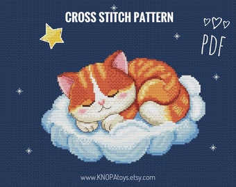 Cross stitch pattern cat ornament pdf pattern cross stitch cute hand embroidery design baby ornament xstitch easy pattern for beginners