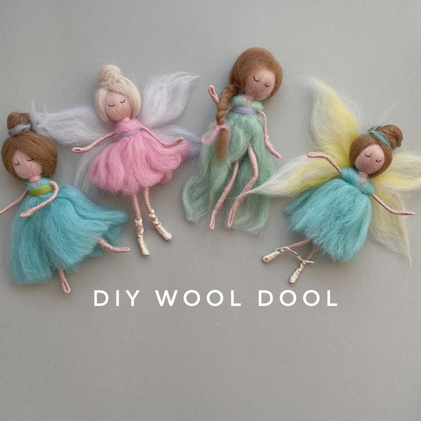 DIY how to make wool Doll,beautiful fairy ballerina of wool,Master class wool doll,felting tutorial,baby decoration of wool, nursery decor