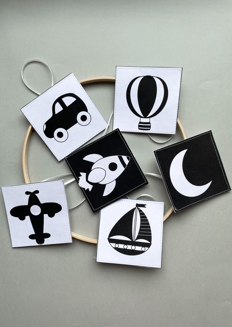 Cartões sensoriais preto e branco de alto contraste para bebês, download digital de flashcards Montessori, brinquedo de desenvolvimento para recém-nascidos, presente para chá de bebê imagem 10