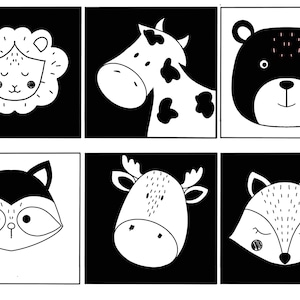 Cartões sensoriais preto e branco de alto contraste para bebês, download digital de flashcards Montessori, brinquedo de desenvolvimento para recém-nascidos, presente para chá de bebê imagem 3