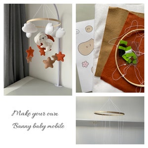 Make your own baby mobile craft kit diy mobile kit do it yourself bunny nursery decor baby mobile woodland nursery baby bunny nursery decor