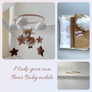 Make your own baby mobile craft kit diy mobile kit do it yourself  bear nursery decor baby mobile woodland nursery baby bear nursery decor